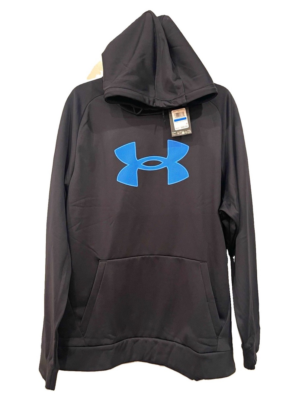 Under Armour Men's Black/Blue UA Armour Fleece Pullover Hoodie Pocket XL 1379854